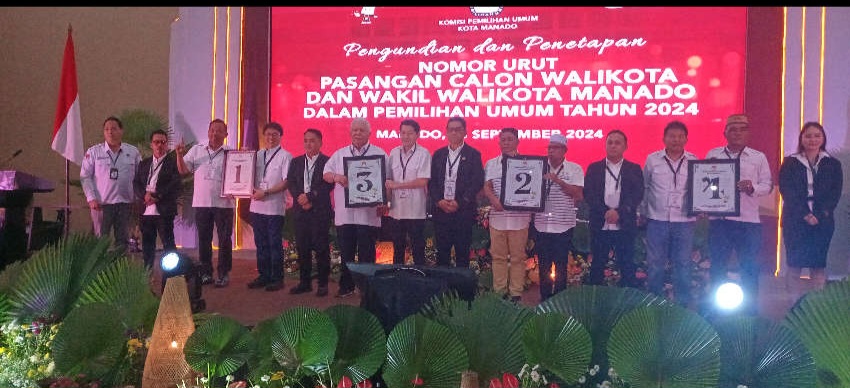 Tahapan Pilkada Manado, Berikut Daftar Nomor Urut Calon Waliklta dan Wakil Walikota  Manado